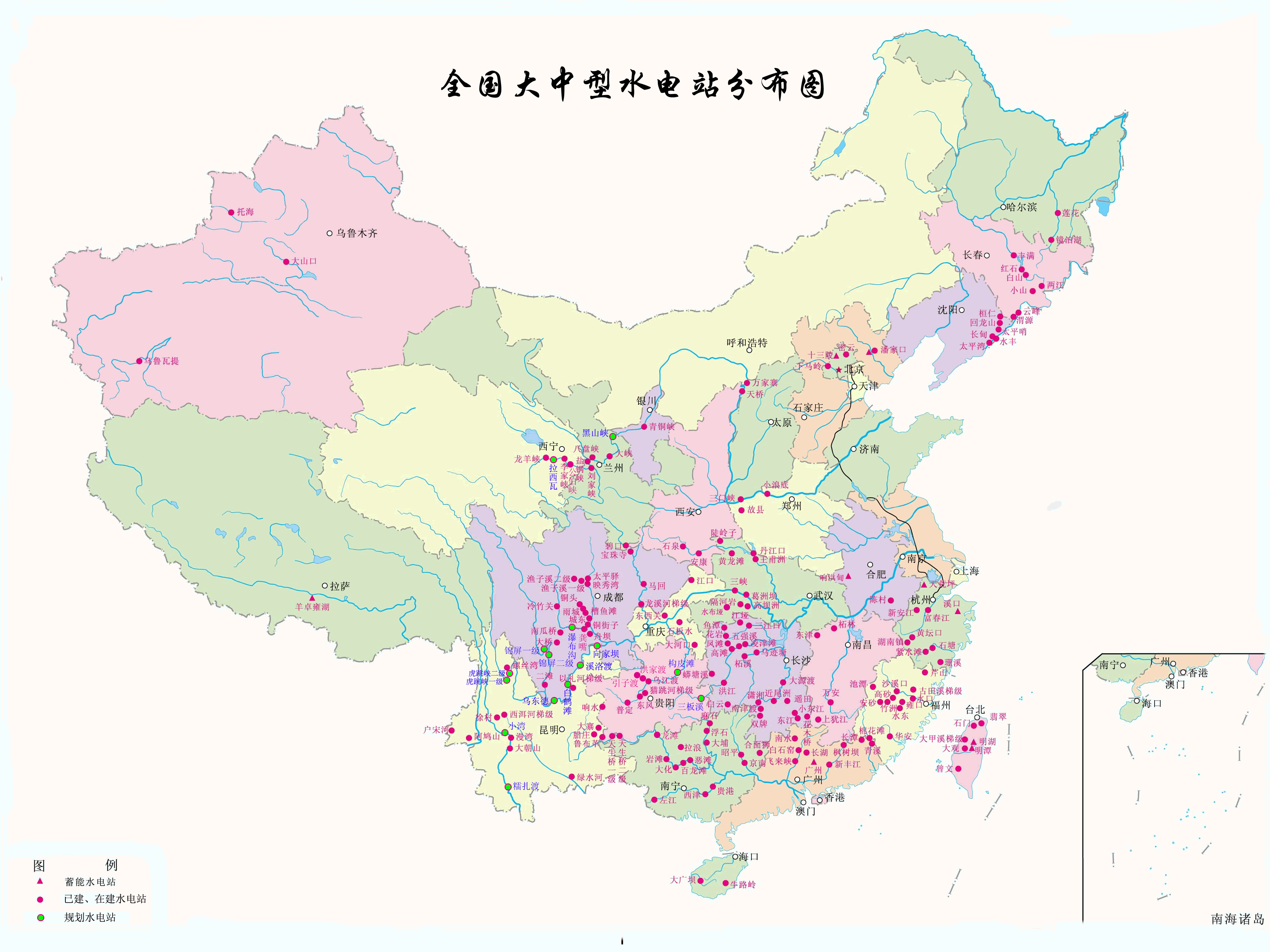 中国水力发电站分布